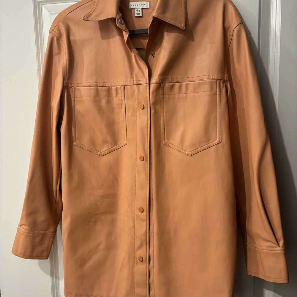 Topshop Camel Faux Leather Jacket
